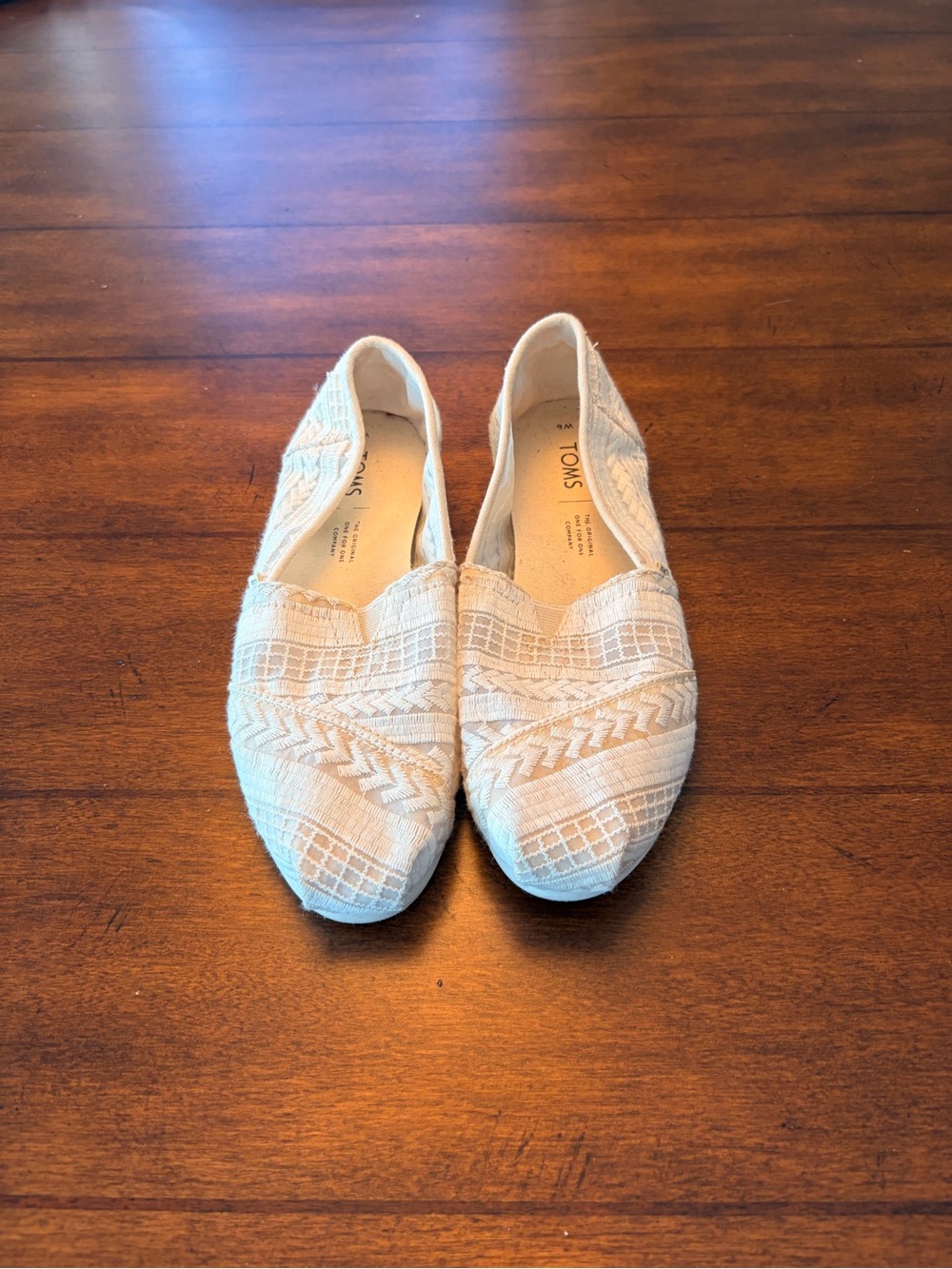 Toms Cream Embroidered Slip-On Loafers